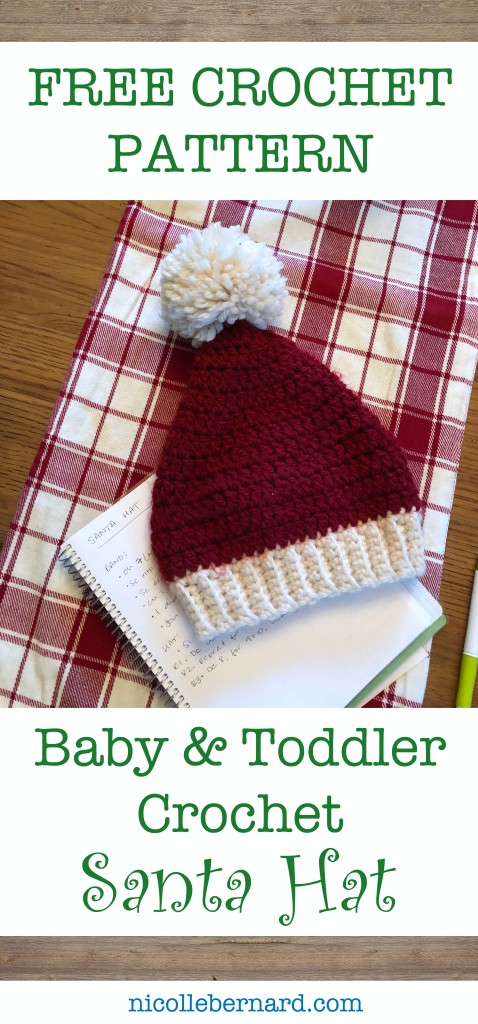 Free Crochet Pattern Baby and Toddler Santa Hat with Pom Pom