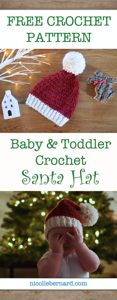 Free crochet pattern for baby toddler Santa hat